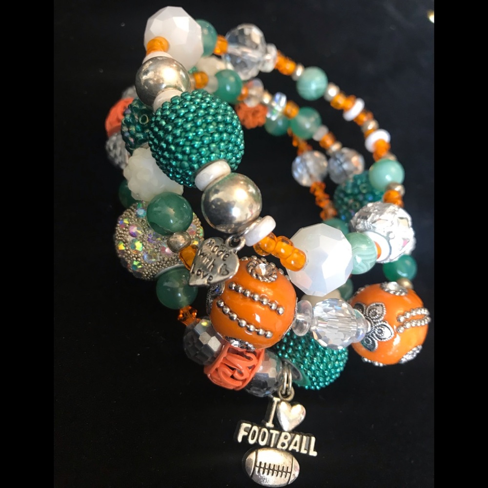 Miami Dolphin themed charm bracelet